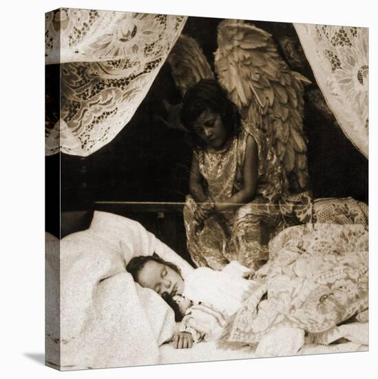 Sleeping Girl Being Watched over by Her Guardian Angel , 1898-null-Stretched Canvas