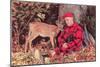 Sleeping Hunter with Deer, Retro-null-Mounted Art Print