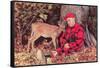 Sleeping Hunter with Deer, Retro-null-Framed Stretched Canvas