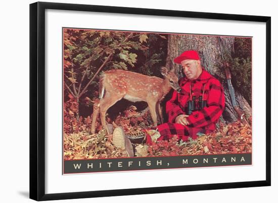 Sleeping Hunter with Fawn, Whitefish, Montana-null-Framed Art Print