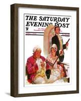 "Sleeping in Church," Saturday Evening Post Cover, April 7, 1934-Frederic Mizen-Framed Premium Giclee Print