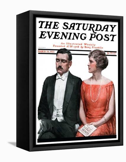 "Sleeping it Opera," Saturday Evening Post Cover, March 24, 1923-Charles A. MacLellan-Framed Stretched Canvas