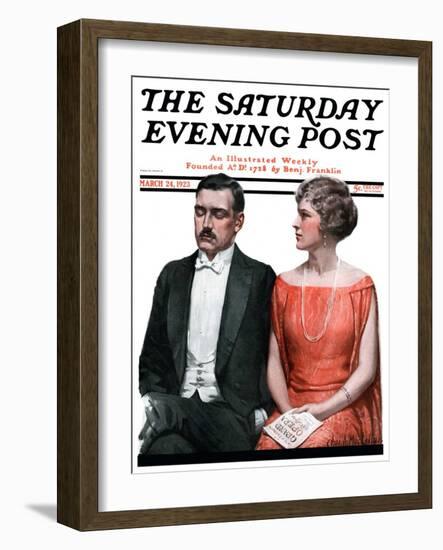 "Sleeping it Opera," Saturday Evening Post Cover, March 24, 1923-Charles A. MacLellan-Framed Giclee Print