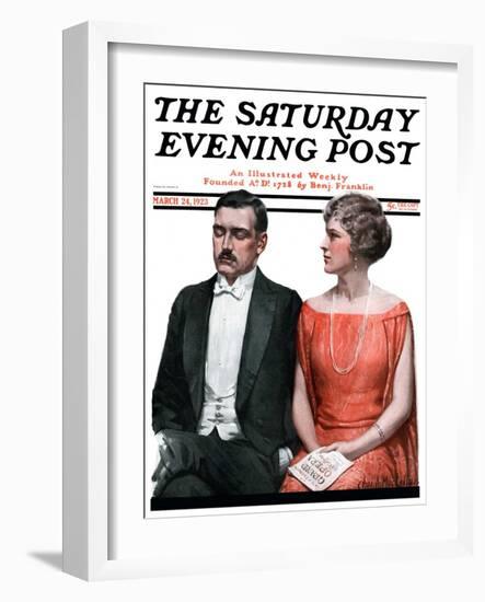 "Sleeping it Opera," Saturday Evening Post Cover, March 24, 1923-Charles A. MacLellan-Framed Giclee Print