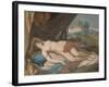 Sleeping Nymph Spied upon by Satyrs, 1756-88 (Pastel on Panel)-Jean-Etienne Liotard-Framed Giclee Print