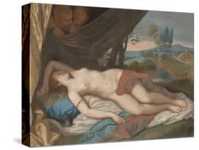 Sleeping Nymph Spied upon by Satyrs, 1756-88 (Pastel on Panel)-Jean-Etienne Liotard-Stretched Canvas