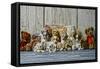 Sleeping Puppies-Santa’s Workshop-Framed Stretched Canvas