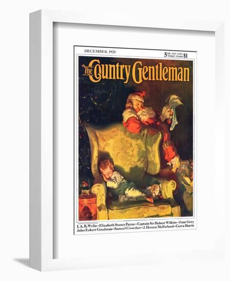 "Sleeping Through Santa's Visit," Country Gentleman Cover, December 1, 1928-Haddon Sundblom-Framed Giclee Print