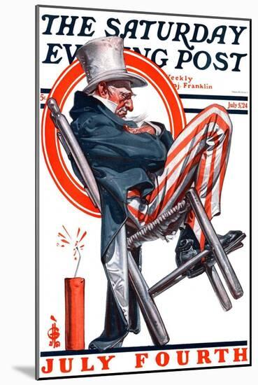 "Sleeping Uncle Sam," Saturday Evening Post Cover, July 5, 1924-Joseph Christian Leyendecker-Mounted Giclee Print