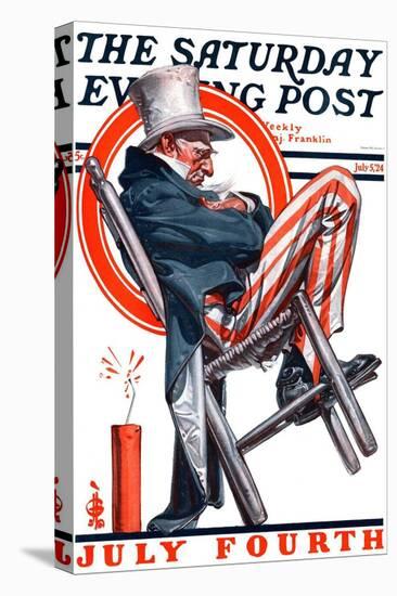 "Sleeping Uncle Sam," Saturday Evening Post Cover, July 5, 1924-Joseph Christian Leyendecker-Stretched Canvas