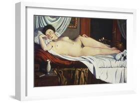 Sleeping Venus, (Naked Woman on a Bed) Woman-Pietro Marussig-Framed Art Print