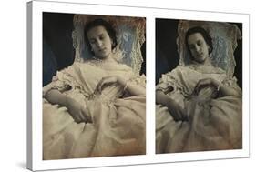 Sleeping Woman in White Dress, c.1851-55. Stereoscopic Daguerreotype-Alex Gouin-Stretched Canvas