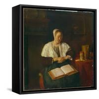 Sleeping Woman-Gabriel Metsu-Framed Stretched Canvas