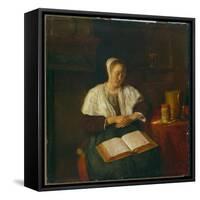 Sleeping Woman-Gabriel Metsu-Framed Stretched Canvas