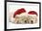 Sleeping Yellow Labrador Retriever Puppies, 8 Weeks, Wearing Father Christmas Hats-Mark Taylor-Framed Photographic Print