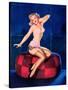 Sleepy-Time Girl Pin-Up c1940s-Gil Elvgren-Stretched Canvas