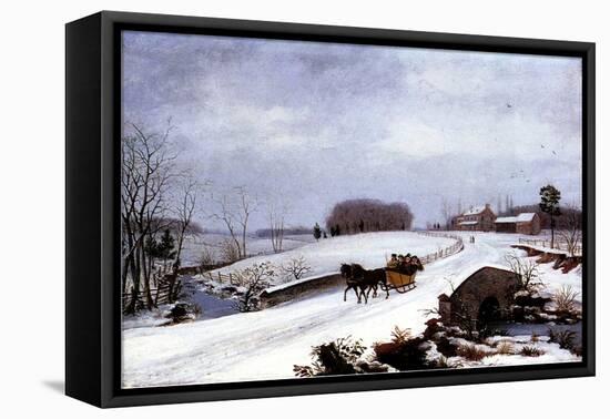 Sleigh in Winter, 1832-Thomas Birch-Framed Stretched Canvas