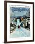 "Sleigh on Snowy Village Street," Country Gentleman Cover, February 1, 1931-Walter Baum-Framed Giclee Print