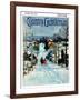 "Sleigh on Snowy Village Street," Country Gentleman Cover, February 1, 1931-Walter Baum-Framed Giclee Print