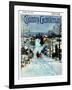 "Sleigh on Snowy Village Street," Country Gentleman Cover, February 1, 1931-Walter Baum-Framed Giclee Print