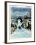 "Sleigh on Snowy Village Street," Country Gentleman Cover, February 1, 1931-Walter Baum-Framed Giclee Print