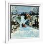 "Sleigh on Snowy Village Street,"February 1, 1931-Walter Baum-Framed Giclee Print