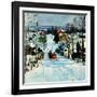 "Sleigh on Snowy Village Street,"February 1, 1931-Walter Baum-Framed Giclee Print