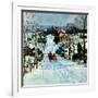 "Sleigh on Snowy Village Street,"February 1, 1931-Walter Baum-Framed Giclee Print