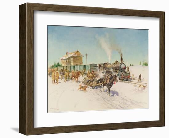 Sleigh Post, 1978 (Oil on Canvas)-Terence Cuneo-Framed Giclee Print