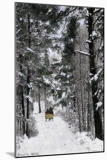 Sleigh-Ride Through the north Shore Woods, Massachusetts, 1800s-null-Mounted Giclee Print
