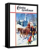 "Sleigh Ride Through Town," Country Gentleman Cover, December 1, 1939-William Meade Prince-Framed Stretched Canvas