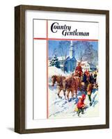 "Sleigh Ride Through Town," Country Gentleman Cover, December 1, 1939-William Meade Prince-Framed Giclee Print