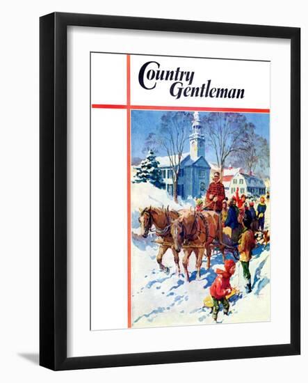 "Sleigh Ride Through Town," Country Gentleman Cover, December 1, 1939-William Meade Prince-Framed Giclee Print