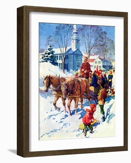 "Sleigh Ride Through Town,"December 1, 1939-William Meade Prince-Framed Giclee Print