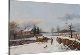 Sleighing Scene Near Philadelphia, 1841-Thomas Birch-Stretched Canvas