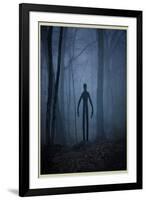 Slender Man In Woods-null-Framed Art Print