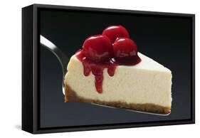 Slice of Cheesecake with Cherries on Cake Server-Foodcollection-Framed Stretched Canvas