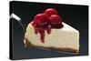 Slice of Cheesecake with Cherries on Cake Server-Foodcollection-Stretched Canvas