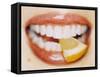 Slice of Lemon Between Teeth-Cristina-Framed Stretched Canvas