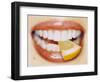 Slice of Lemon Between Teeth-Cristina-Framed Premium Photographic Print