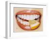 Slice of Lemon Between Teeth-Cristina-Framed Premium Photographic Print