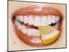 Slice of Lemon Between Teeth-Cristina-Mounted Premium Photographic Print