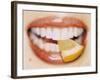 Slice of Lemon Between Teeth-Cristina-Framed Photographic Print