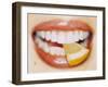 Slice of Lemon Between Teeth-Cristina-Framed Photographic Print