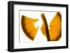 Slice of Orange Cut into Two Pieces, Backlit-Foodcollection-Framed Photographic Print