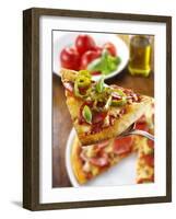 Slice of Pepperoni Pizza with Chilli Rings on Server-Paul Williams-Framed Photographic Print