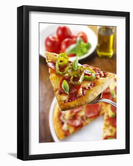 Slice of Pepperoni Pizza with Chilli Rings on Server-Paul Williams-Framed Photographic Print