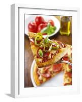 Slice of Pepperoni Pizza with Chilli Rings on Server-Paul Williams-Framed Photographic Print