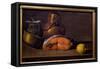 Slice of Salmon, a Lemon and Utensils. Painting by Luis Melendez (1716 - 1780), Spanish School, 18T-Luis Egidio Menendez or Melendez-Framed Stretched Canvas