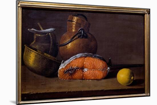 Slice of Salmon, a Lemon and Utensils. Painting by Luis Melendez (1716 - 1780), Spanish School, 18T-Luis Egidio Menendez or Melendez-Mounted Giclee Print